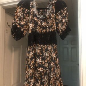 FREE PEOPLE Lucie mini dress | black floral | size 8 US